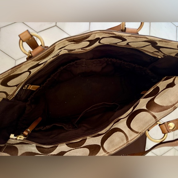 Coach signature khaki multicolor stripe tote / diaper bag - Picture 2 of 9